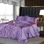 Luxury Silky Satin Bedding Set with Duvet Cover Fitted Sheet and Pillowcases