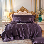 Luxury Silky Satin Bedding Set with Duvet Cover Fitted Sheet and Pillowcases