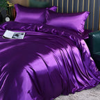 Luxury Silky Satin Bedding Set with Duvet Cover Fitted Sheet and Pillowcases