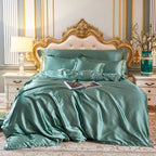 Luxury Silky Satin Bedding Set with Duvet Cover Fitted Sheet and Pillowcases