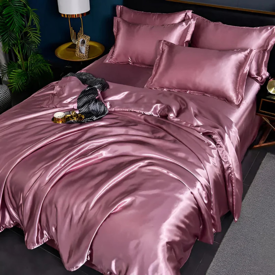 Luxury Silky Satin Duvet Cover Set with Pillowcases for a Smooth Cool Sleep