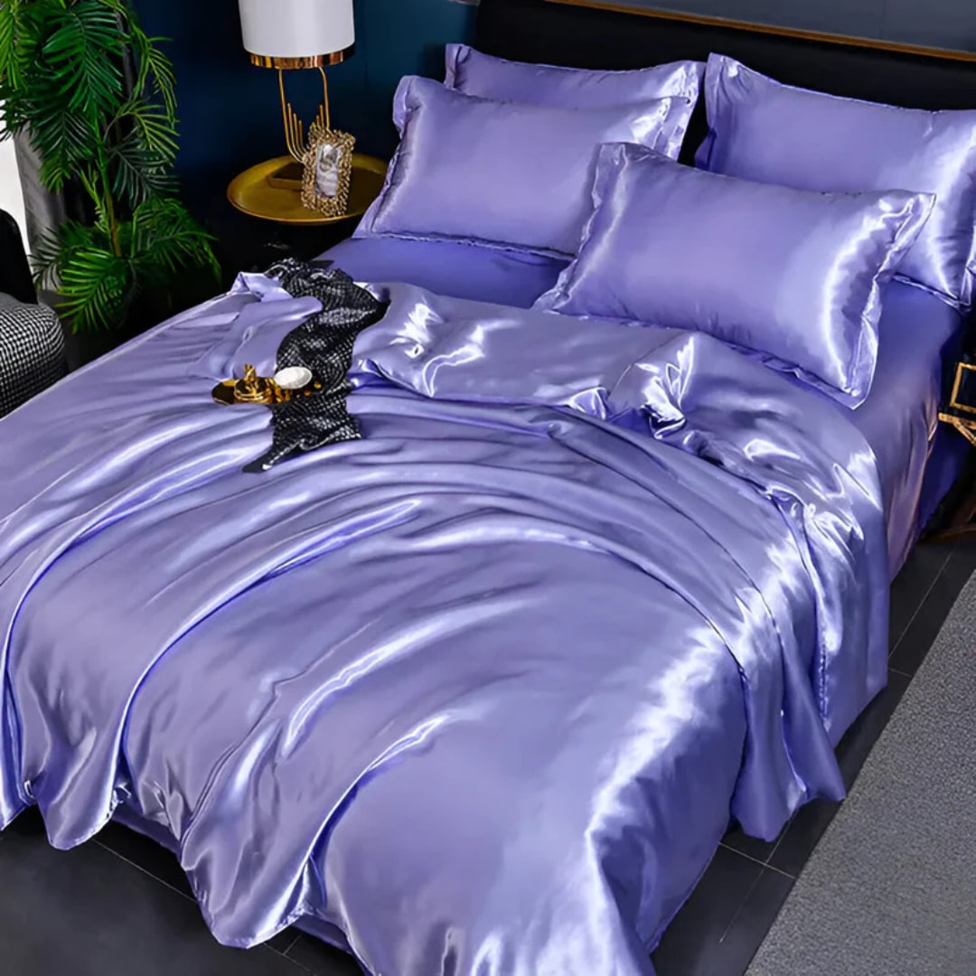 Luxury Silky Satin Duvet Cover Set with Pillowcases for a Smooth Cool Sleep
