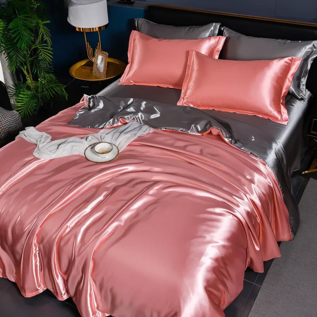 Luxury Silky Satin Duvet Cover Set with Pillowcases for a Smooth Cool Sleep