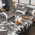 Luxury Silky Satin Duvet Cover Set with Pillowcases for a Smooth Cool Sleep