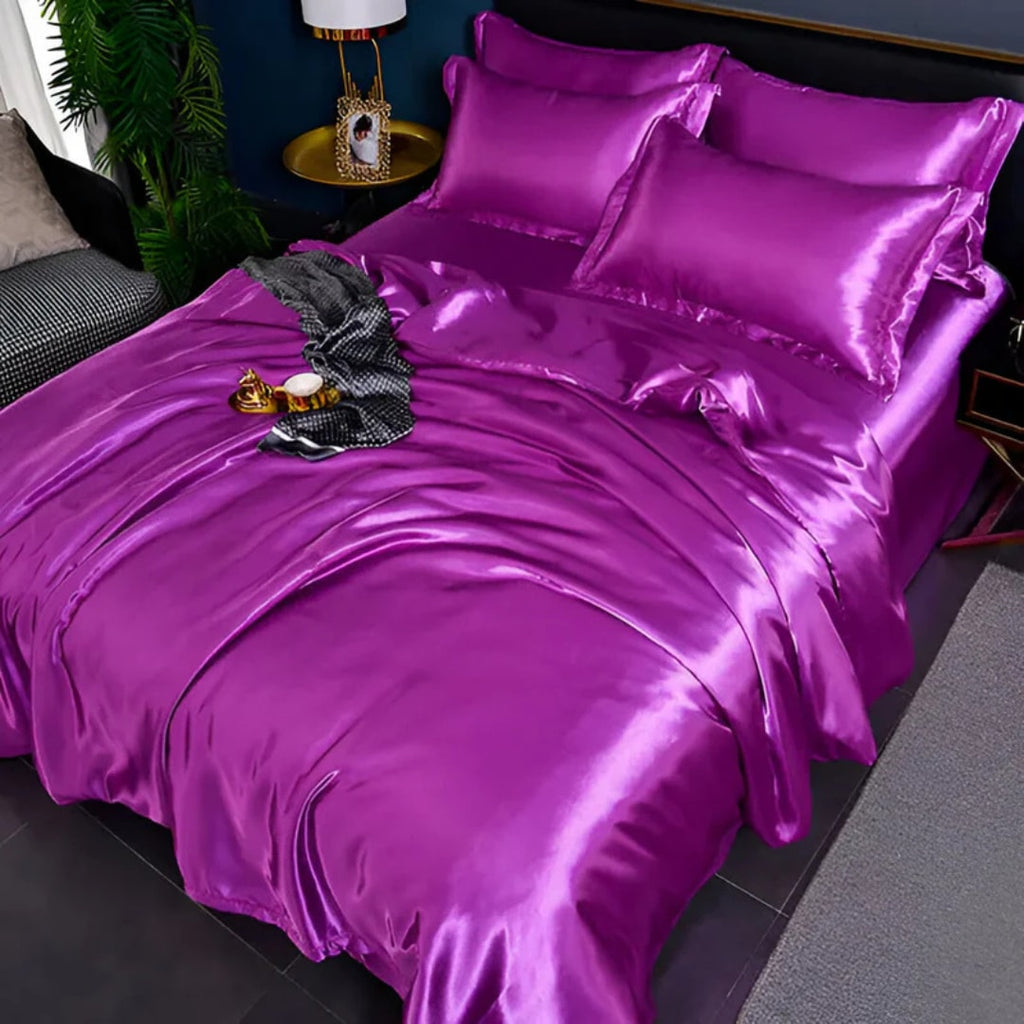 Luxury Silky Satin Duvet Cover Set with Pillowcases for a Smooth Cool Sleep