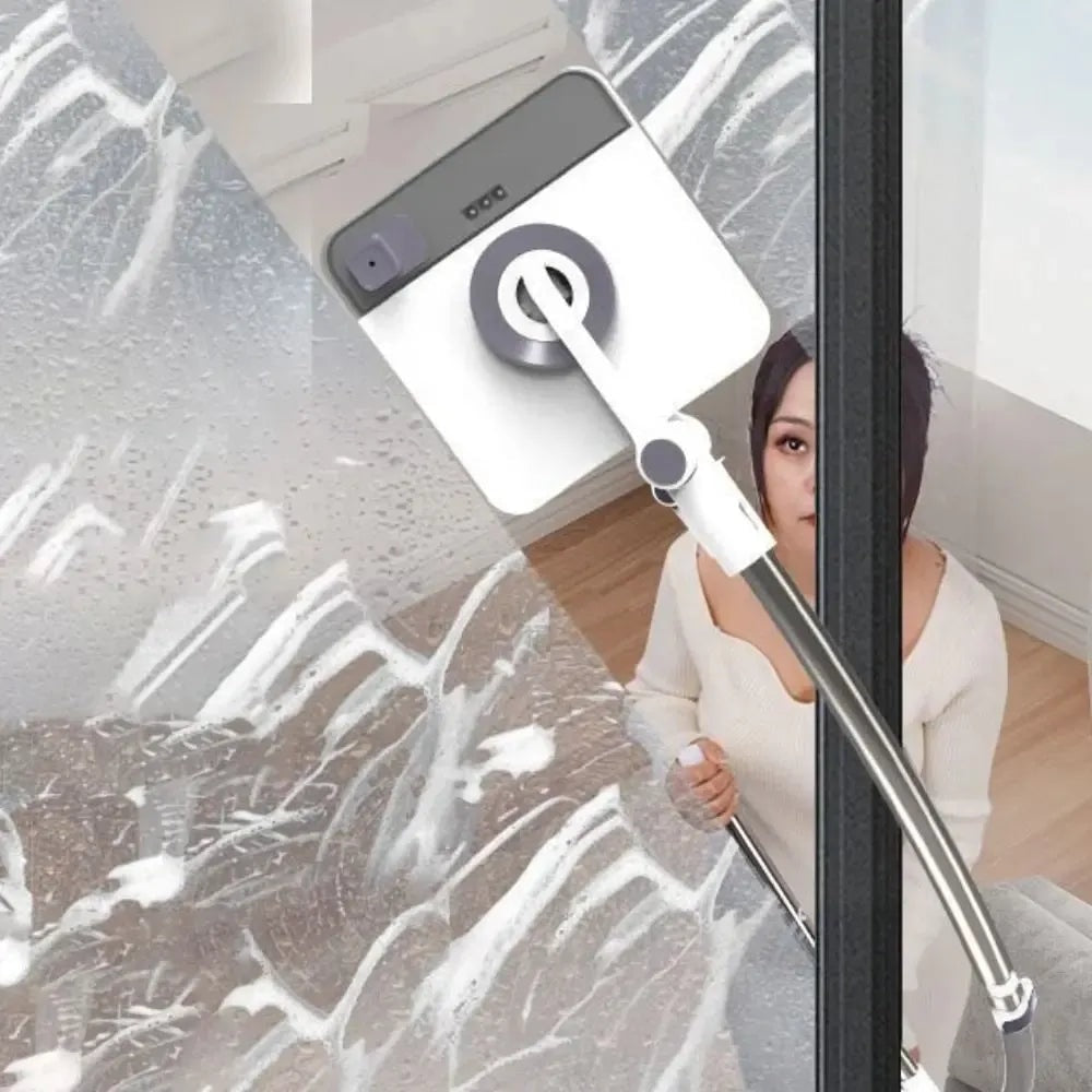 Magnetic Window Cleaner Double Sided Glass Wiper with Curved Extendable Handle