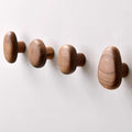 Wooden Wall Hooks Set of Four Solid Wood Pebble Shaped Coat Hooks Wall Mounted Hanging Pegs for Hallway | Bathroom and Bedroom