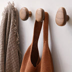 Wooden Wall Hooks Set of Four Solid Wood Pebble Shaped Coat Hooks Wall Mounted Hanging Pegs for Hallway | Bathroom and Bedroom