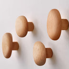 Wooden Wall Hooks Set of Four Solid Wood Pebble Shaped Coat Hooks Wall Mounted Hanging Pegs for Hallway | Bathroom and Bedroom
