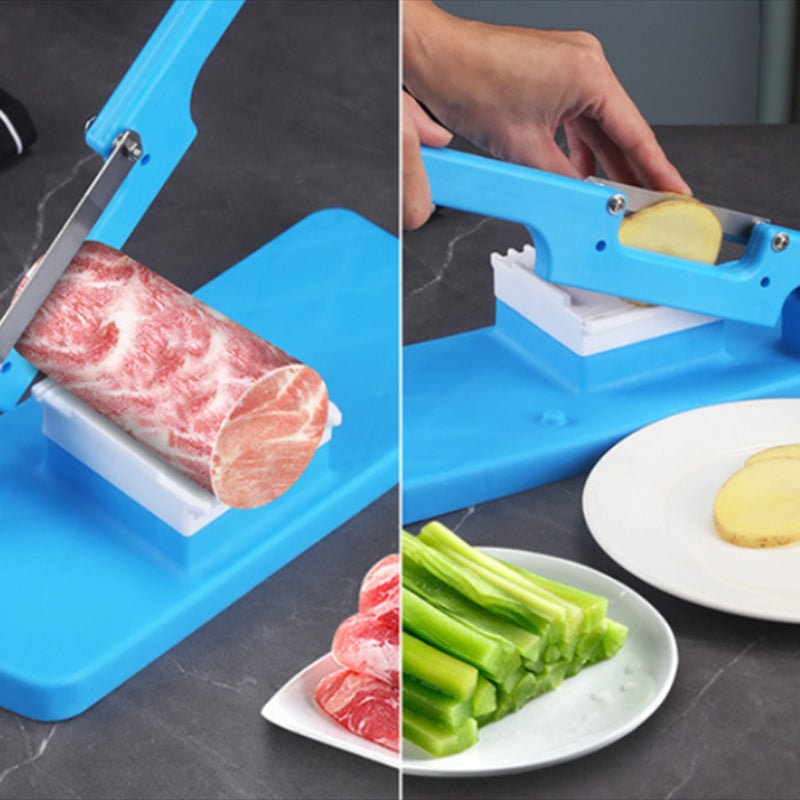 Manual Table Slicer with Adjustable Thickness for Meat and Vegetables