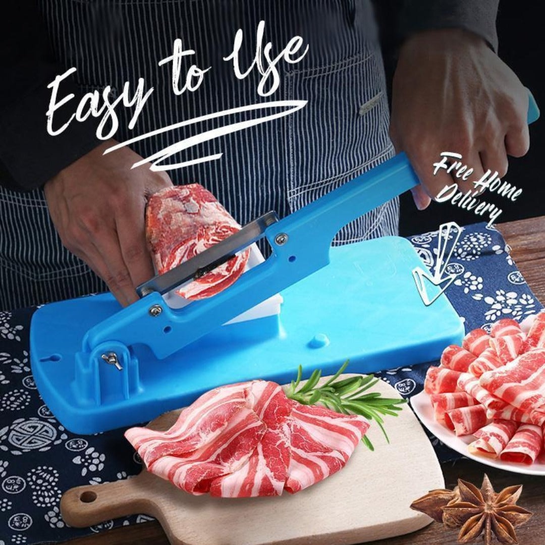 Manual Table Slicer with Adjustable Thickness for Meat and Vegetables