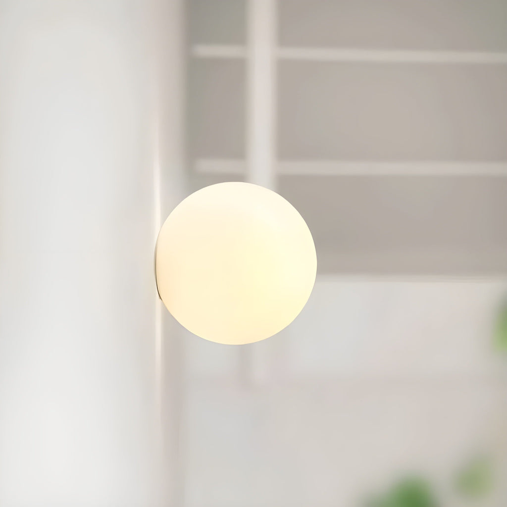 Minimalist Frosted Glass Globe Wall Light with Soft Diffused Glow for Bedroom