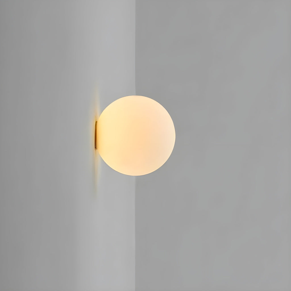 Minimalist Frosted Glass Globe Wall Light with Soft Diffused Glow for Bedroom