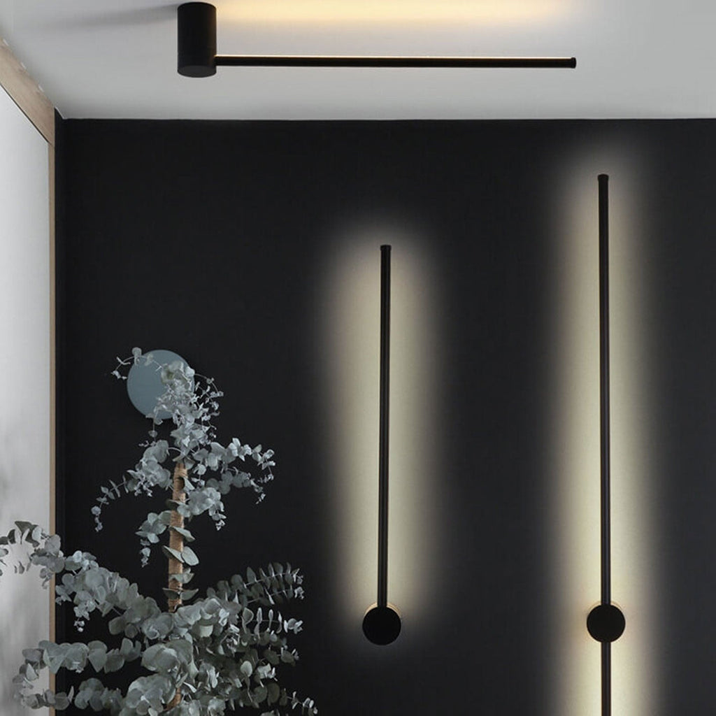 Minimalist LED Linear Wall Light with Rotating Aluminium Rod for Bedroom