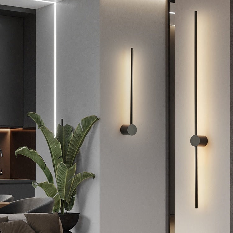 Minimalist Linear LED Wall Light with Slim Metal Bar for Bedroom and Hallway