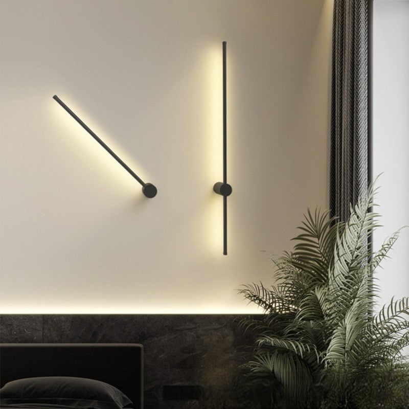 Minimalist Linear LED Wall Light with Slim Metal Bar for Bedroom and Hallway