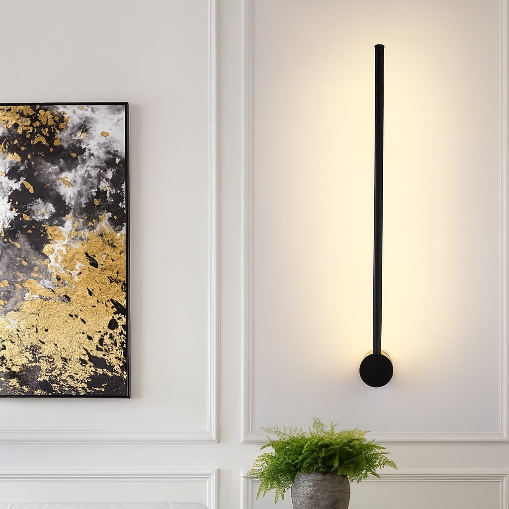 Minimalist Linear LED Wall Light with Slim Metal Bar for Bedroom and Hallway