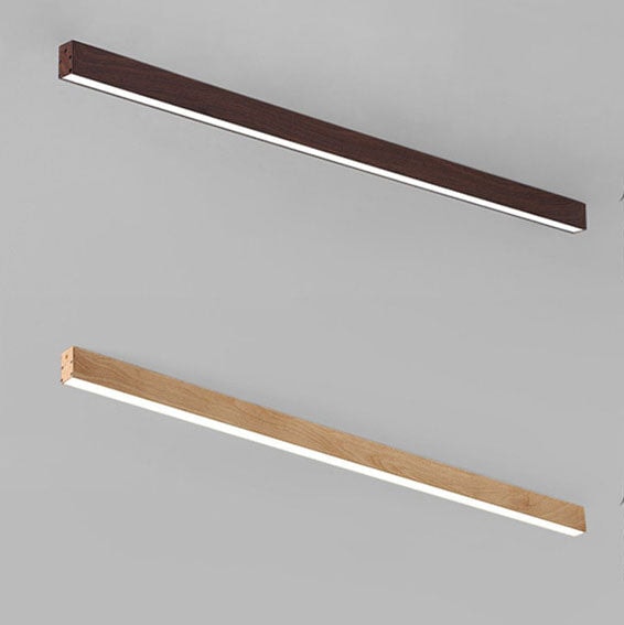 Minimalist Wood Grain LED Linear Ceiling Light Flush Mount for Hallway