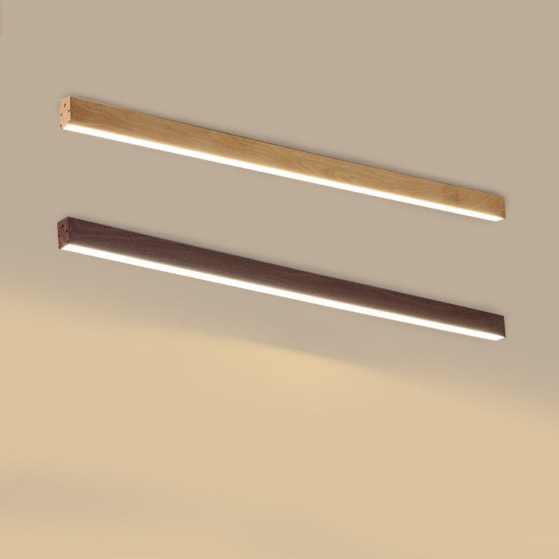 Minimalist Wood Grain LED Linear Ceiling Light Flush Mount for Hallway