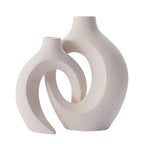 Modern Ceramic Vase Set with Interlocking Hollow Design for Boho Decor