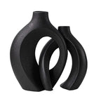 Modern Ceramic Vase Set with Interlocking Hollow Design for Boho Decor