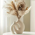 Modern Ceramic Vase Set with Interlocking Hollow Design for Boho Decor