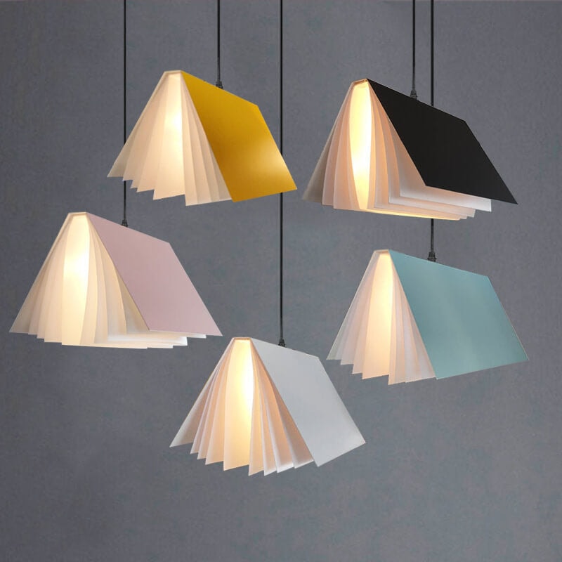 Modern Flying Book Pendant Light with Open Book Shade for Living Room