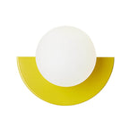 Modern Glass Globe Wall Light with Colourful Semicircle Backplate