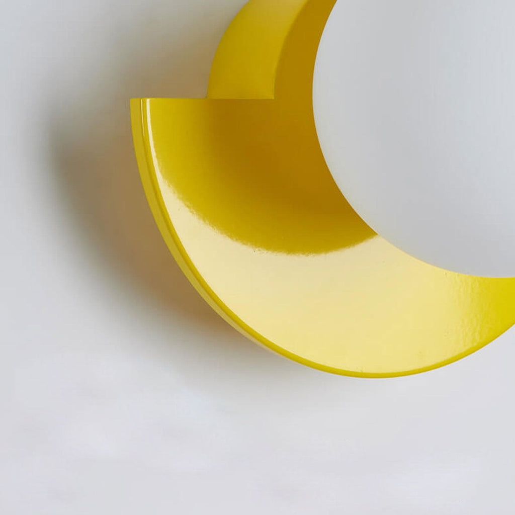Modern Glass Globe Wall Light with Colourful Semicircle Backplate