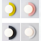 Modern Glass Globe Wall Light with Colourful Semicircle Backplate