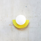 Modern Glass Globe Wall Light with Colourful Semicircle Backplate