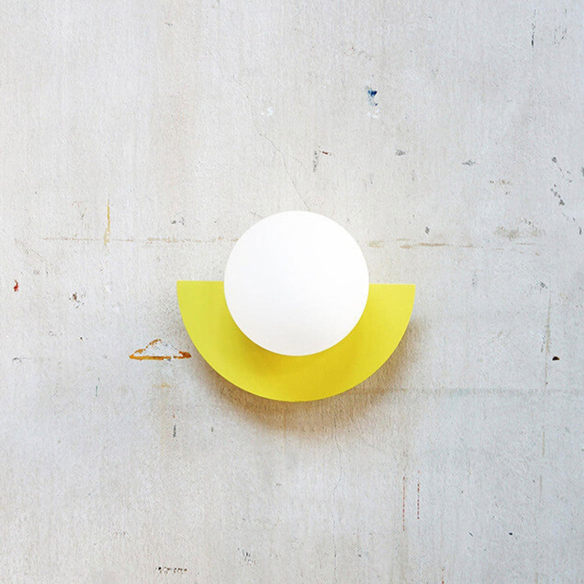 Modern Glass Globe Wall Light with Colourful Semicircle Backplate