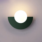 Modern Glass Globe Wall Light with Colourful Semicircle Backplate