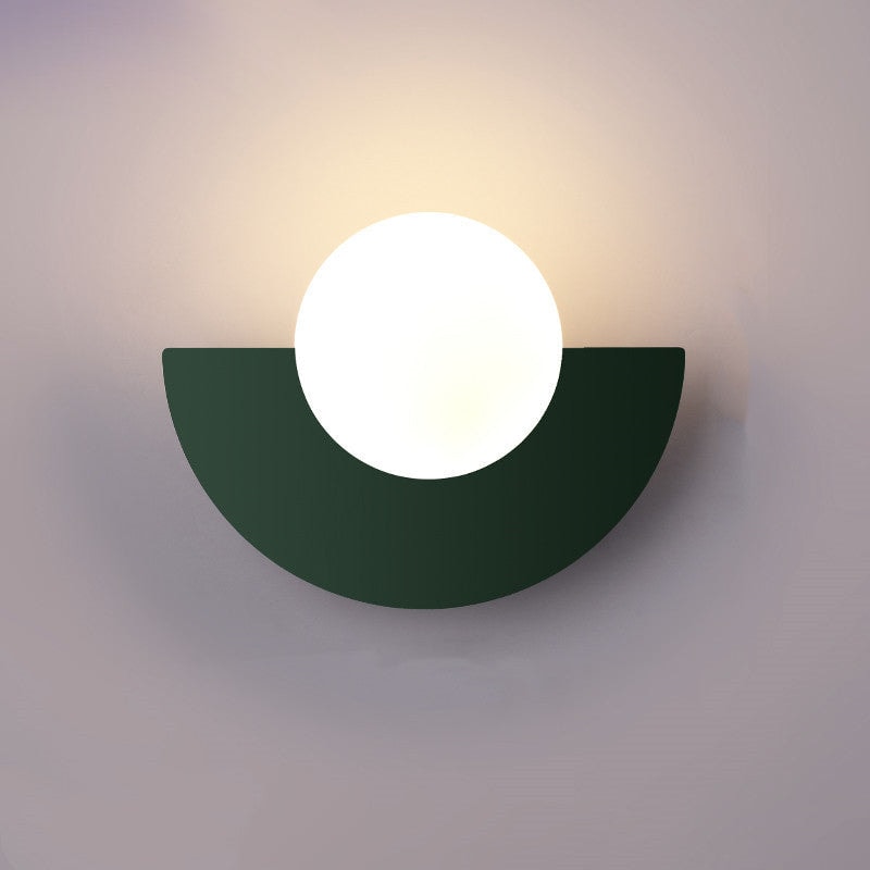 Modern Glass Globe Wall Light with Colourful Semicircle Backplate