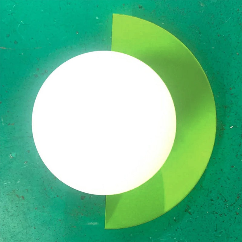 Modern Glass Globe Wall Light with Colourful Semicircle Backplate