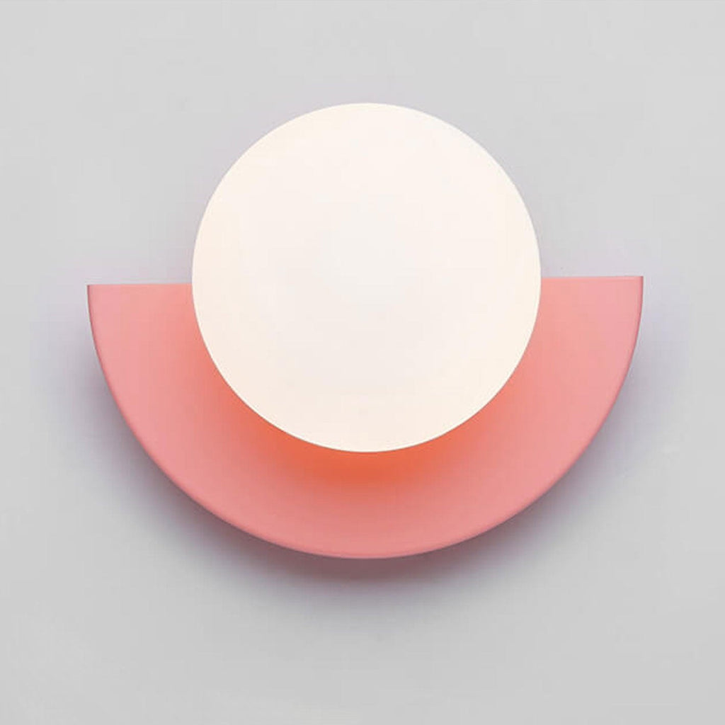 Modern Glass Globe Wall Light with Colourful Semicircle Backplate
