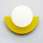 Modern Glass Globe Wall Light with Colourful Semicircle Backplate