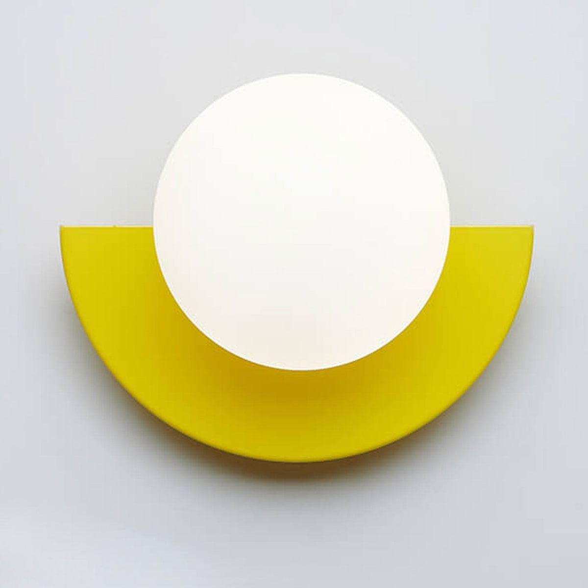Modern Glass Globe Wall Light with Colourful Semicircle Backplate