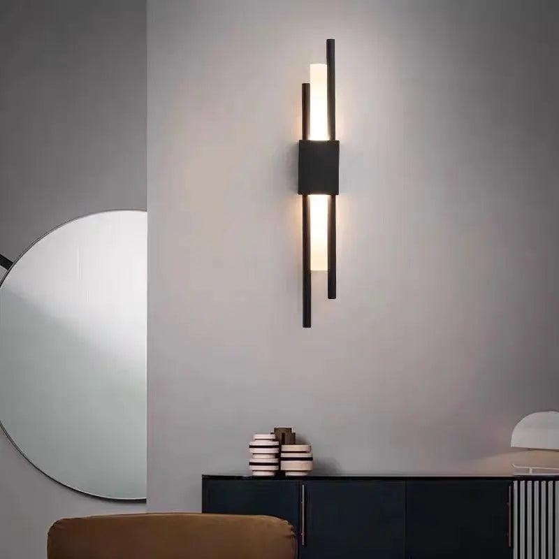 Modern LED Wall Light with Twin Metal Rods and Up and Down Glow