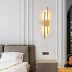 Modern LED Wall Light with Twin Metal Rods and Up and Down Glow