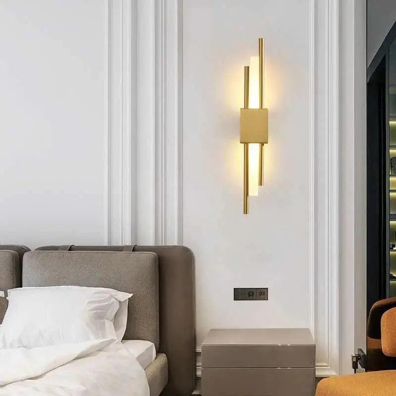Modern LED Wall Light with Twin Metal Rods and Up and Down Glow
