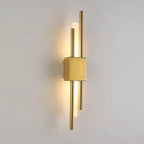 Modern LED Wall Light with Twin Metal Rods and Up and Down Glow