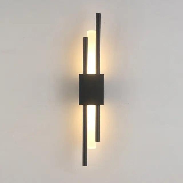 Modern LED Wall Light with Twin Metal Rods and Up and Down Glow