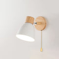 Modern Macaron Wall Light with Wooden Base and Adjustable Metal Shade