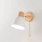 Modern Macaron Wall Light with Wooden Base and Adjustable Metal Shade
