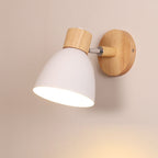 Modern Macaron Wall Light with Wooden Base and Adjustable Metal Shade