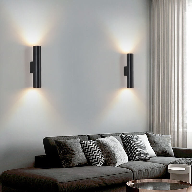 Modern Minimalist Aluminium Cylinder Up and Down LED Wall Light for Bedroom