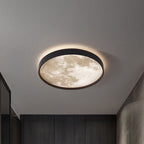 Modern Moon LED Flush Mount Ceiling Light with Slim Metal Frame for Living Room