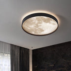 Modern Moon LED Flush Mount Ceiling Light with Slim Metal Frame for Living Room