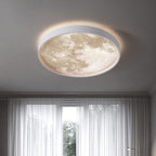 Modern Moon LED Flush Mount Ceiling Light with Slim Metal Frame for Living Room